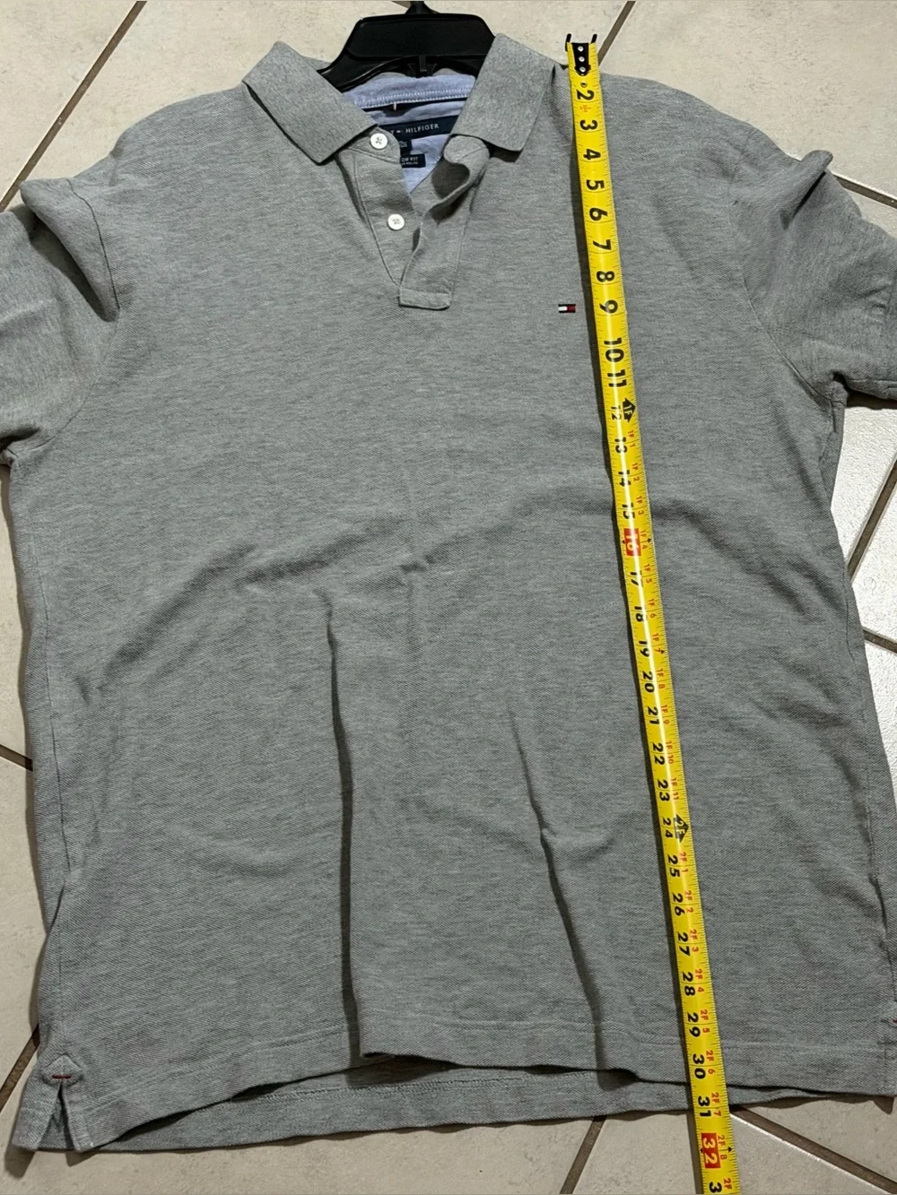 Tommy Hilfiger Men’s Grey Custom Fit Preppy Casual Polo Shirt Minimalist size XL